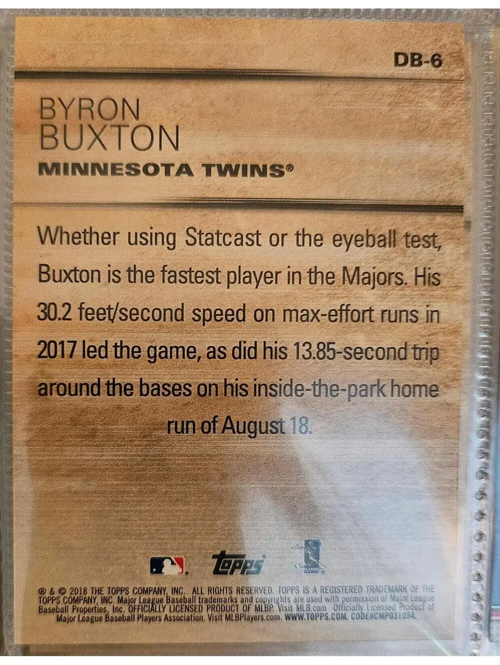 2018 Topps Update #DB-6 Byron Buxton Don't Blink